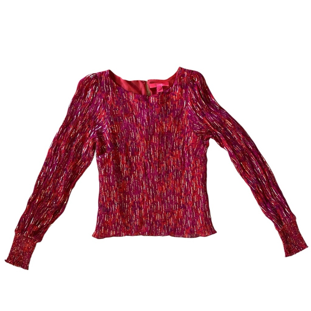 Runs small Lilly Pulitzer blouse womens size 14 elegant preppy floral event - Picture 10 of 12